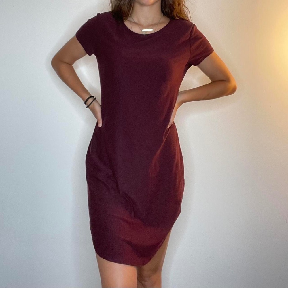 Burgundy T-Shirt Dress